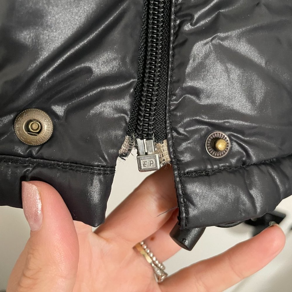 MONCLER Shiny Black Down Puffer Bomber Jacket Classic Winter Coat 0 / XS - Picture 6 of 14